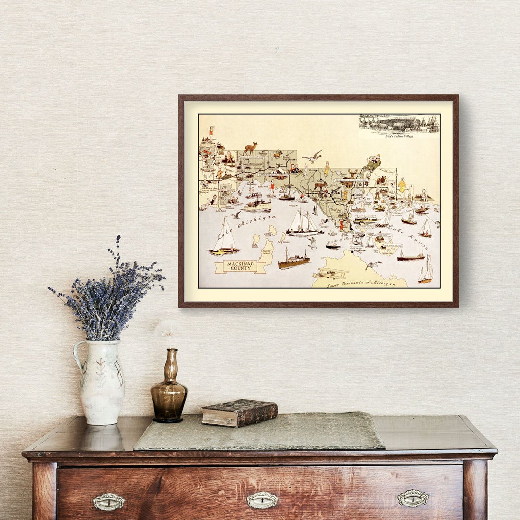 Vintage Map of Mackinack County, Michigan 1936