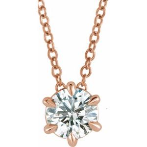 14K Rose Gold 1/4 CT Natural Diamond Solitaire 16-18" Necklace
