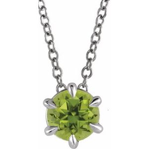 Platinum 4 mm Natural Peridot Solitaire 16-18" Necklace