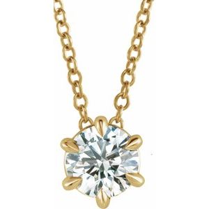 14K Yellow Gold 1/2 CT Lab-Grown Diamond Solitaire 16-18" Necklace