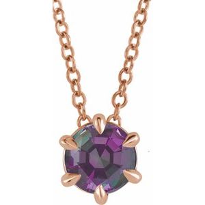 14K Rose Gold 4 mm Lab-Grown Alexandrite Solitaire 16-18" Necklace