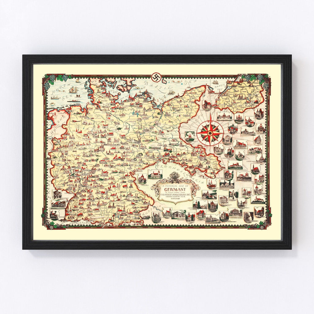 Vintage Pictorial Map of Germany 1935