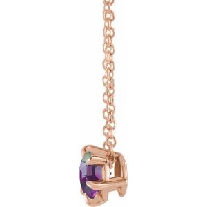 14K Rose Gold 4 mm Lab-Grown Alexandrite Solitaire 16-18" Necklace