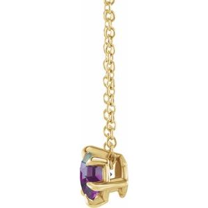 14K Yellow Gold 5 mm Lab-Grown Alexandrite Solitaire 16-18" Necklace