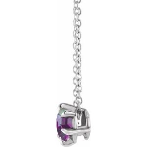 14K White Gold 6 mm Lab-Grown Alexandrite Solitaire 16-18" Necklace
