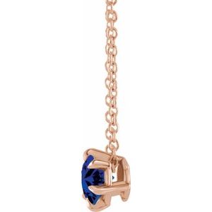 14K Rose Gold 4 mm Natural Blue Sapphire Solitaire 16-18" Necklace
