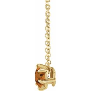 14K Yellow Gold 6 mm Natural Citrine Solitaire 16-18" Necklace