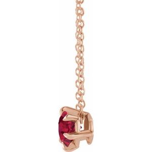 14K Rose Gold 6 mm Lab-Grown Ruby Solitaire 16-18" Necklace