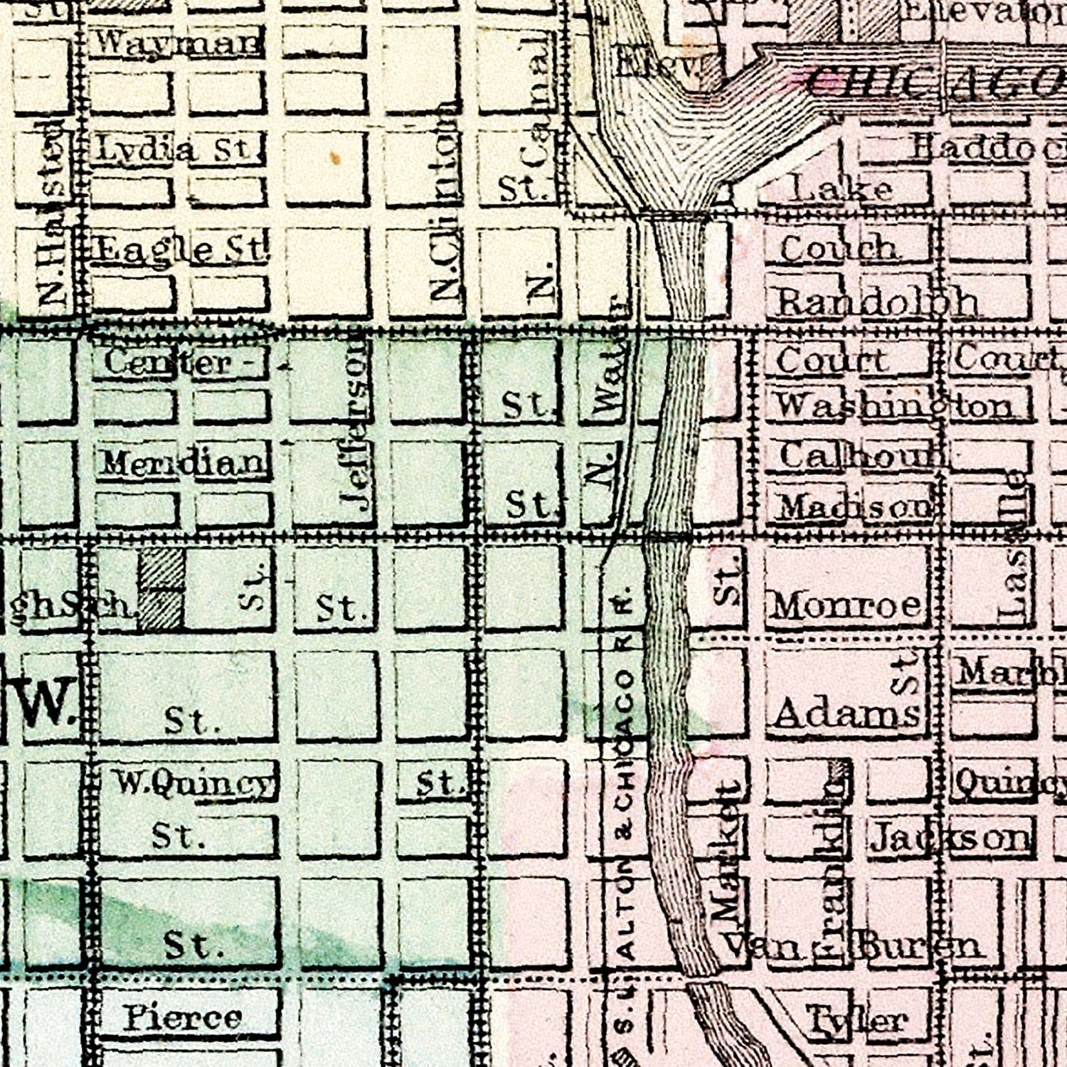Vintage Map of Chicago, Illinois 1874