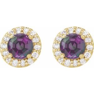 14K Yellow Gold Lab-Grown Alexandrite & 1/4 CTW Natural Diamond Earrings – image 2