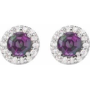 14K White Gold 5 mm Lab-Grown Alexandrite & 1/4 CTW Natural Diamond Earrings – image 2