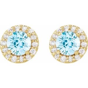 14K Yellow Gold 5 mm Natural Aquamarine & 1/4 CTW Natural Diamond Earrings – image 2