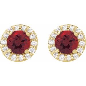 14K Yellow Gold Natural Mozambique Garnet & 1/3 CTW Natural Diamond Earrings – image 2