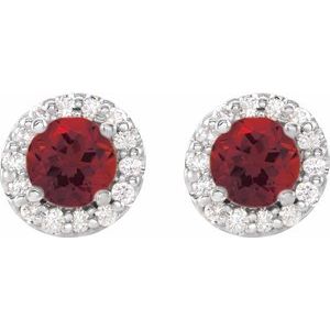 14K White Gold Natural Mozambique Garnet & 1/4 CTW Natural Diamond Earrings – image 2