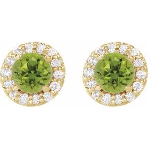 14K Yellow Gold Natural Peridot & 1/3 CTW Natural Diamond Earrings – image 2