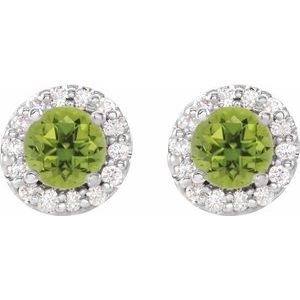 14K White Gold 5 mm Natural Peridot & 1/4 CTW Natural Diamond Earrings – image 2