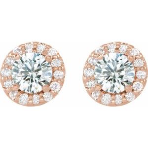 14K Rose Gold 5 mm Natural White Sapphire & 1/4 CTW Natural Diamond Earrings – image 2
