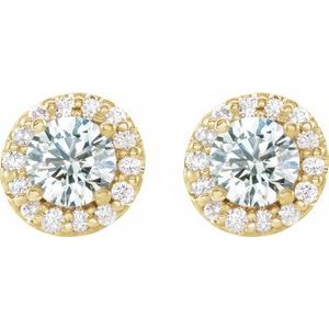 14K Yellow Gold 6 mm Natural White Sapphire & 1/4 CTW Natural Diamond Earrings – image 2