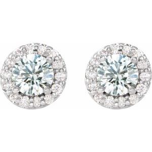 Sterling Silver 5 mm Natural White Sapphire & 1/4 CTW Natural Diamond Earrings – image 2