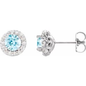 Sterling Silver Natural Aquamarine & 1/10 CTW Natural Diamond Earrings