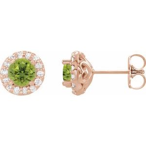 14K Rose Gold 5 mm Natural Peridot & 1/4 CTW Natural Diamond Earrings