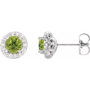 Platinum 5 mm Natural Peridot & 1/4 CTW Natural Diamond Earrings