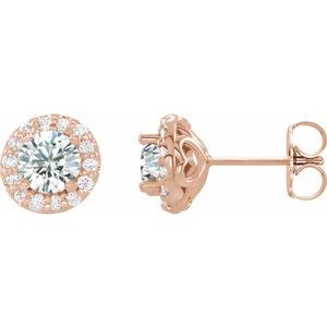 14K Rose Gold 6 mm Natural White Sapphire & 1/4 CTW Natural Diamond Earrings
