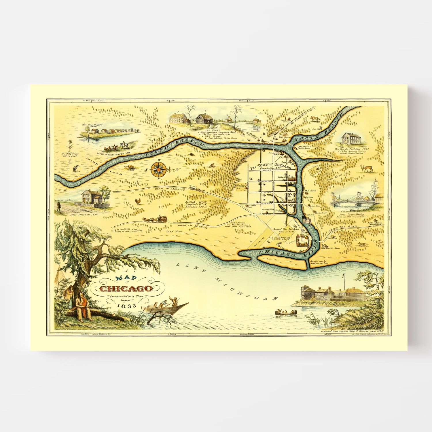 Vintage Map of Chicago, Illinois 1933