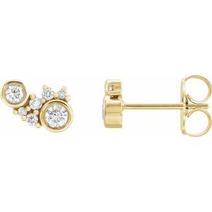 14K Yellow Gold 1/4 CTW Natural Diamond Scattered Bezel-Set Earrings