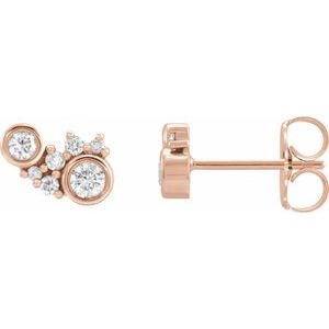 14K Rose Gold 1/4 CTW Natural Diamond Scattered Bezel-Set Earrings