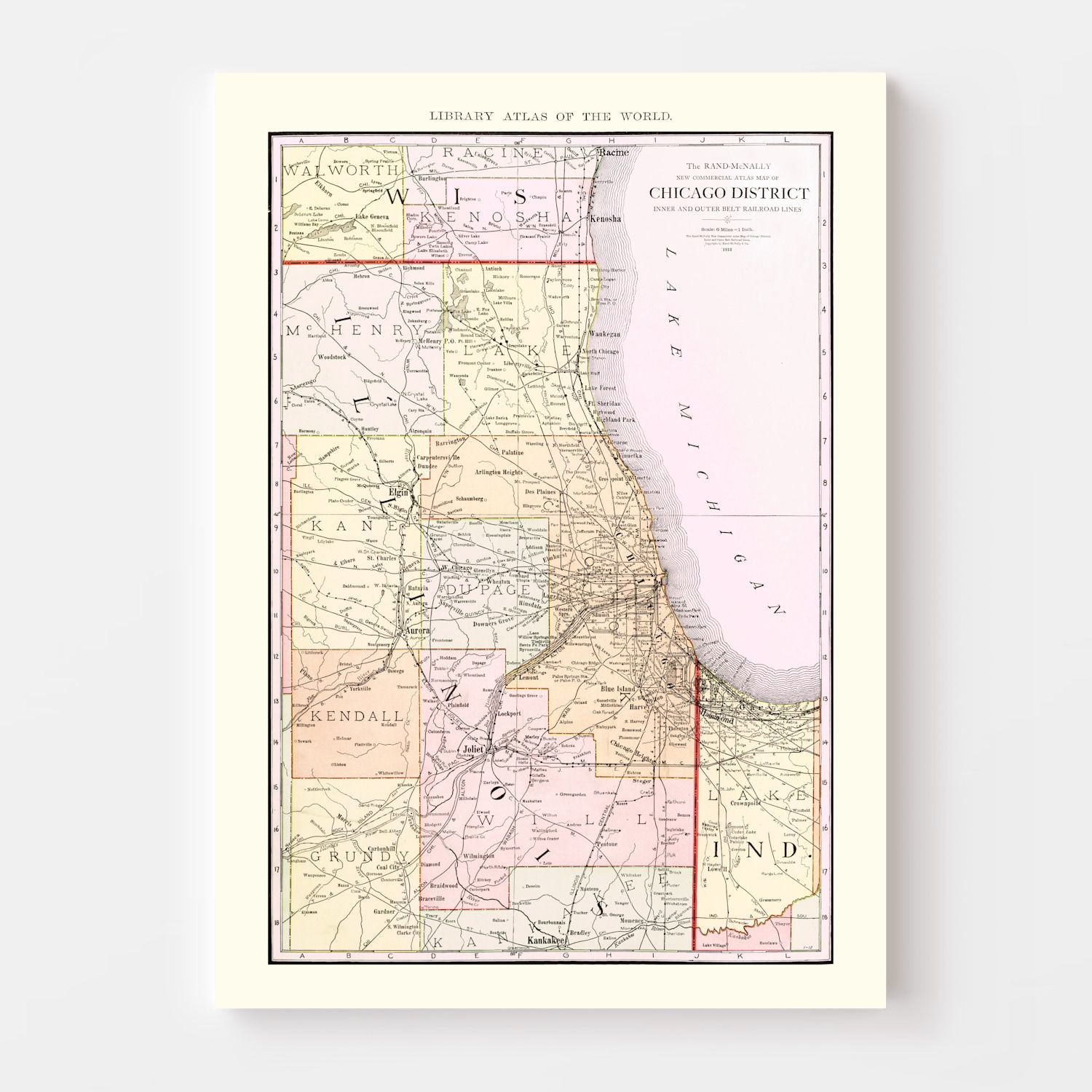 Vintage Map of Chicago Railroad Lines 1912