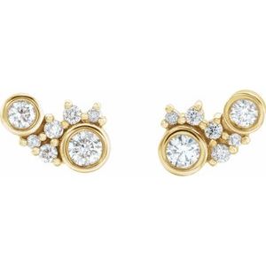 14K Yellow Gold 1/4 CTW Natural Diamond Scattered Bezel-Set Earrings