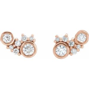 14K Rose Gold 1/4 CTW Natural Diamond Scattered Bezel-Set Earrings