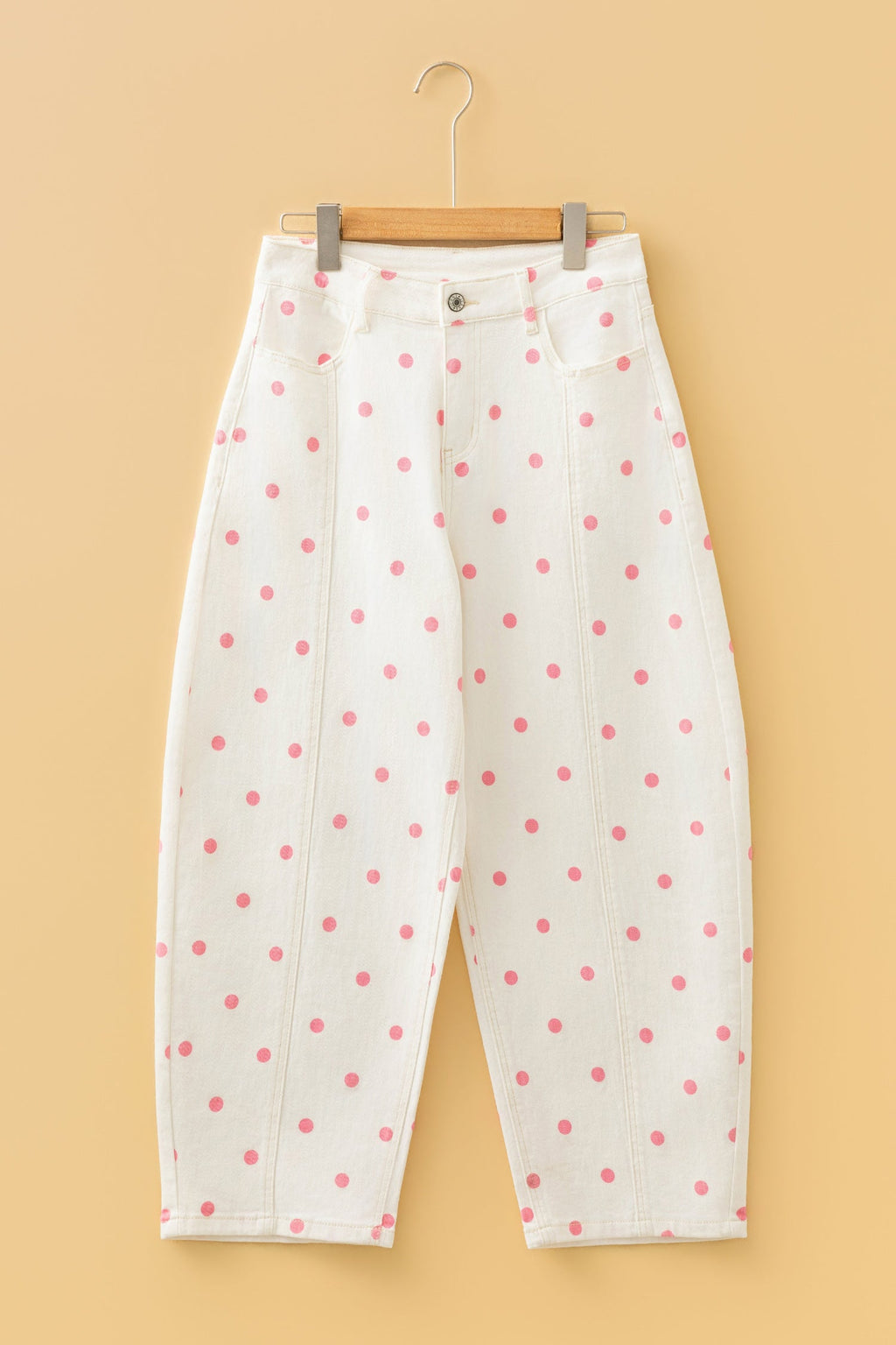 Polka Dot Tailored Seam Ankle Length Jeans
