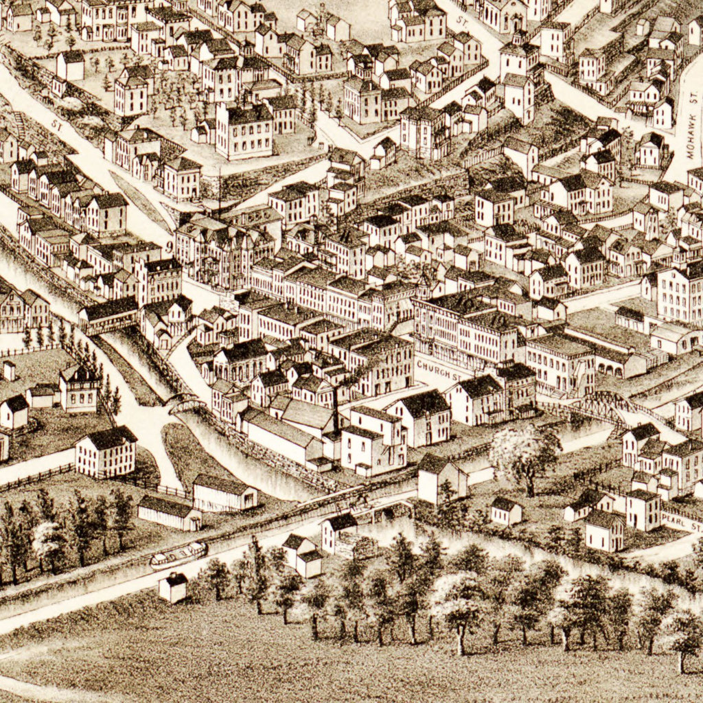 Vintage Map of Canajoharie & Palatine Bridge, New York 1881