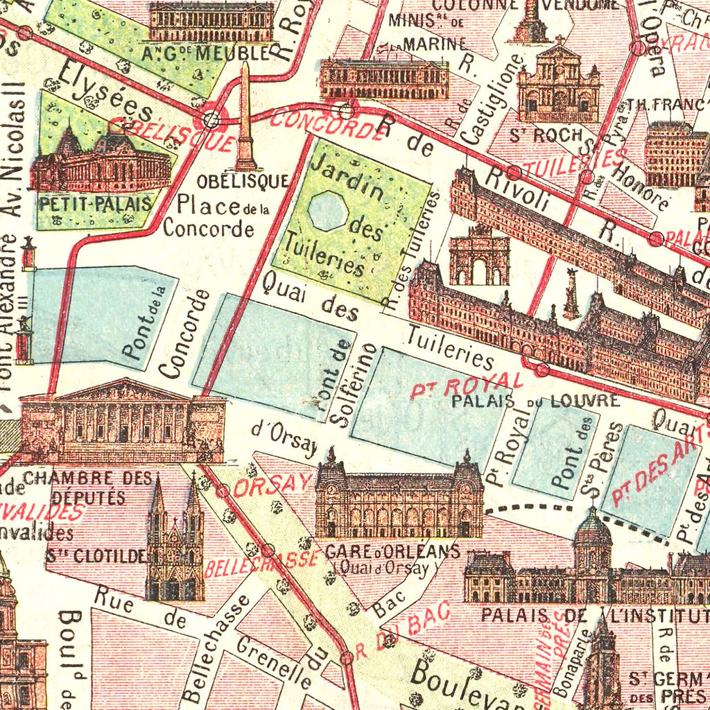 Vintage Map of Paris, France 1911