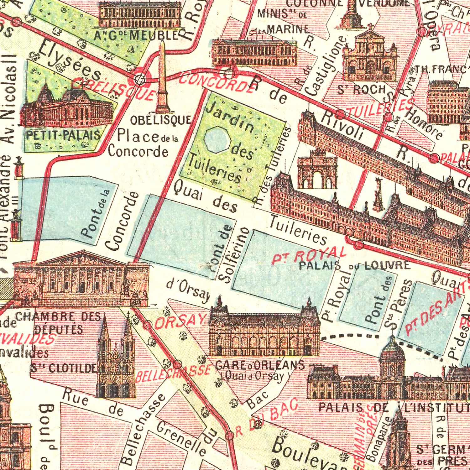 Vintage Map of Paris, France 1911