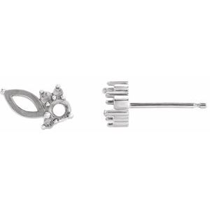 14K White Gold 5x2.5 mm Marquise Left Cluster Earring Mounting