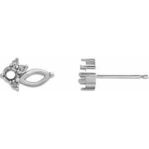 Sterling Silver 5x2.5 mm Marquise Right Cluster Earring Mounting