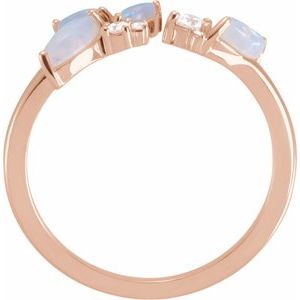 14K Rose Gold Natural White Opal & 1/10 CTW Natural Diamond Negative Space Ring