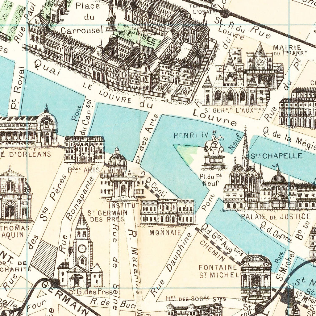 Vintage Map of Paris, France 1905