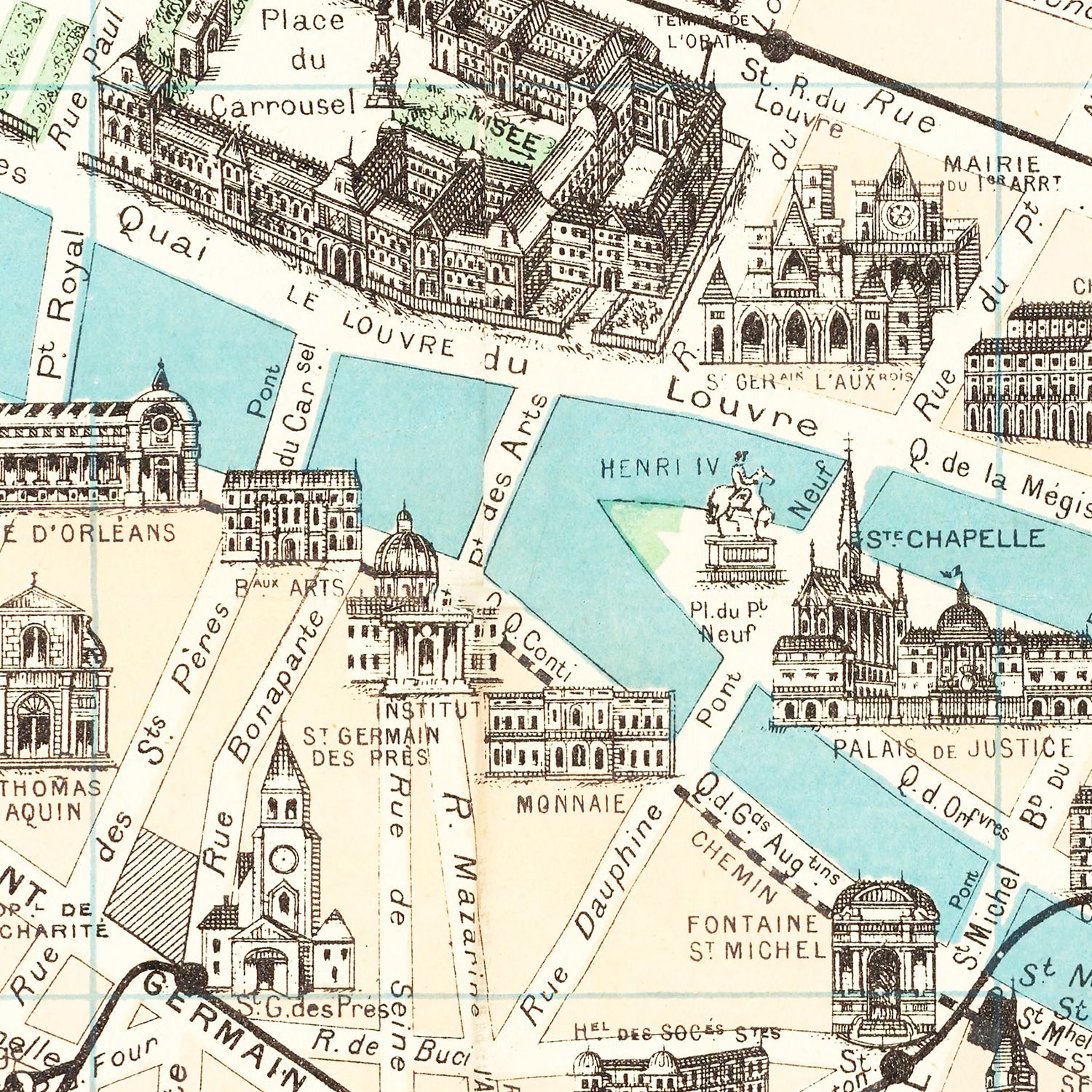 Vintage Map of Paris, France 1905
