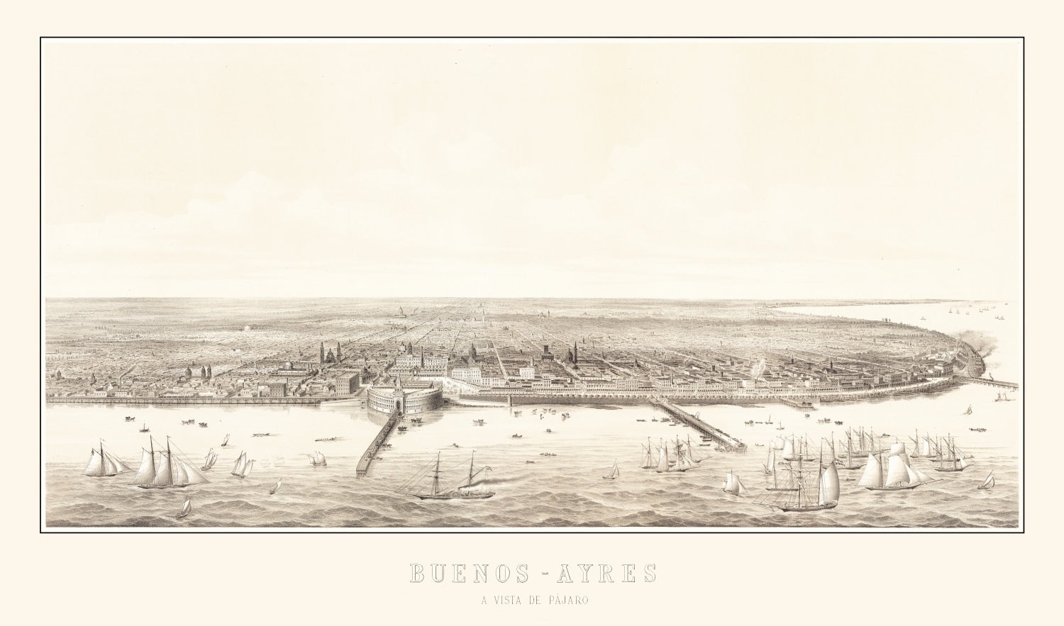 Vintage Map of Buenos Aires, Argentina 1880