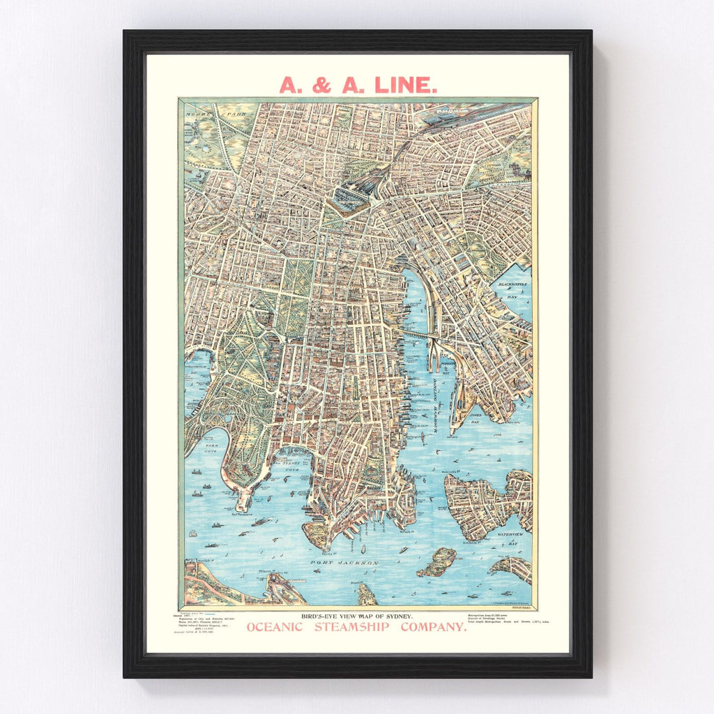 Vintage Map of Sydney, Australia 1902