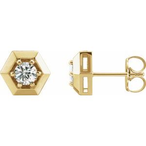 14K Yellow Gold 1/2 CTW Natural Diamond Geometric Earrings