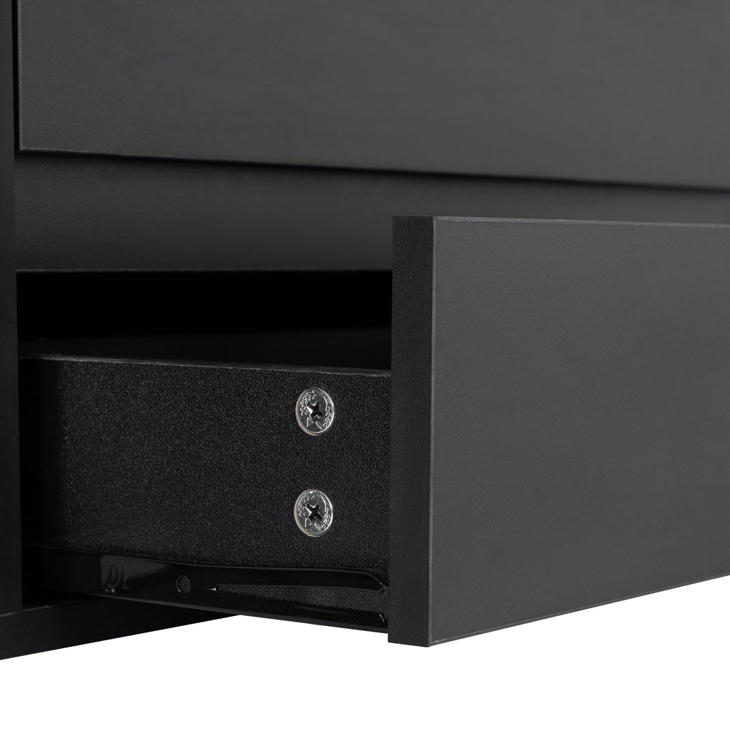 ON-TREND Modern APP Controlled LED TV Stand for TVs Up to 105'', Faux Marble Tabletop Media Console with Tempered Glass Doors, Entertainment Center with 2 Drawers & Cabinets for Living Room, Black