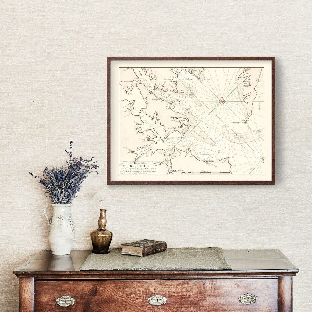 Vintage Map of Virginia 1742
