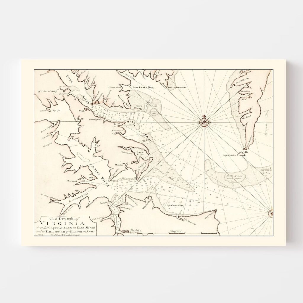 Vintage Map of Virginia 1742