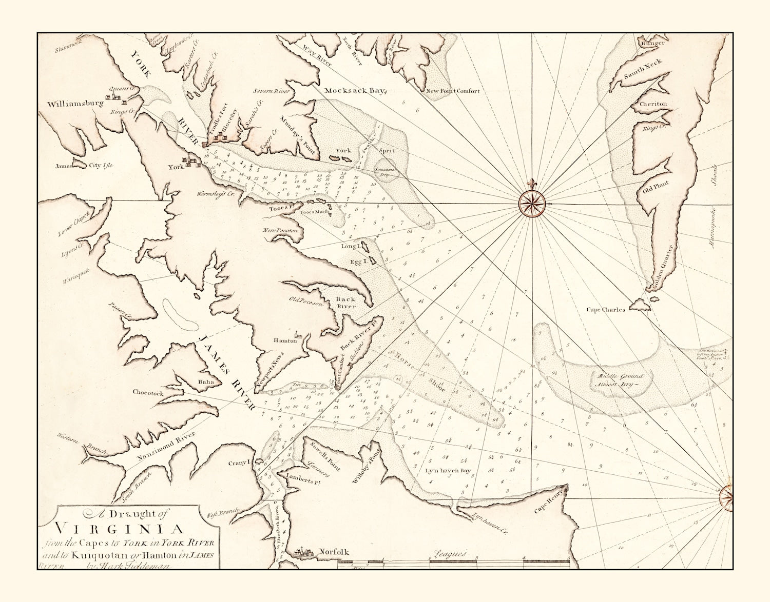 Vintage Map of Virginia 1742
