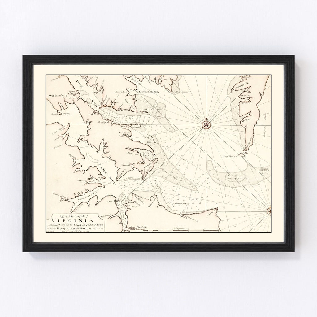 Vintage Map of Virginia 1742